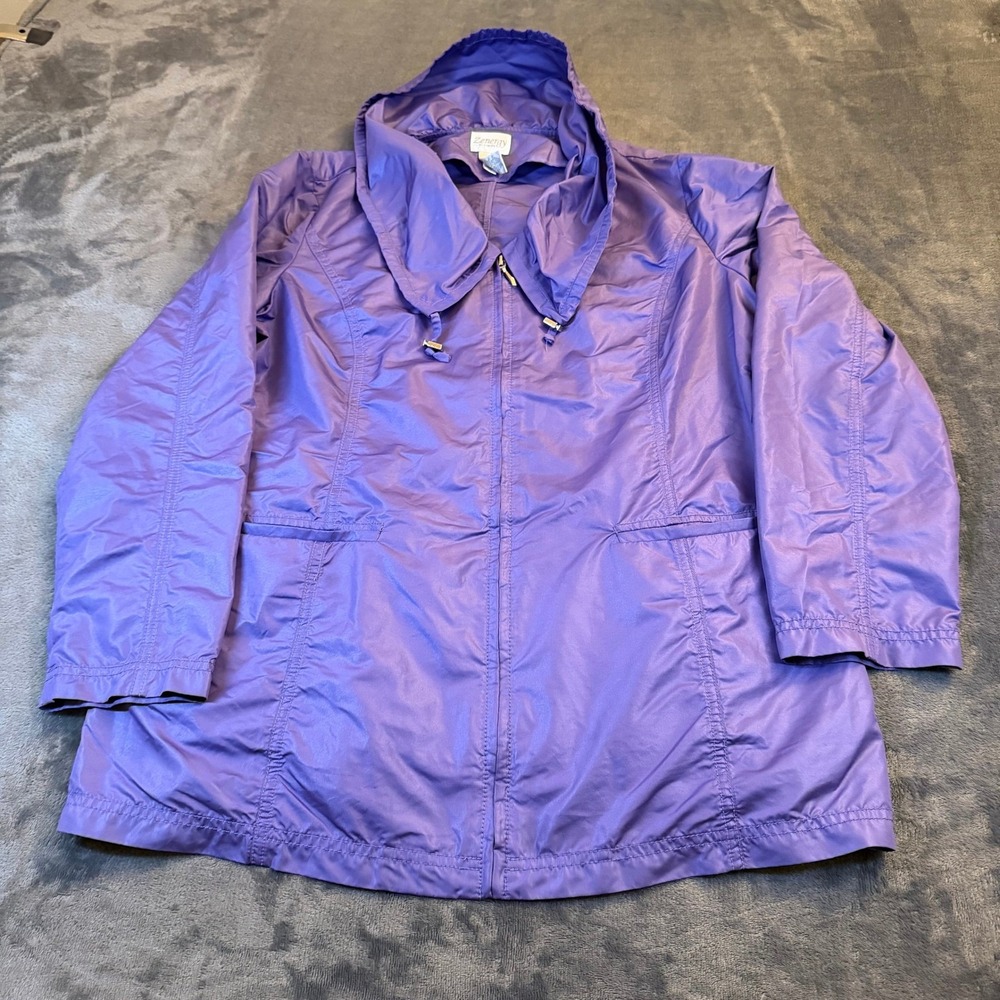 Chico's Zenergy Windbreaker Jacket Womens Small Purple Hooded Full Zip